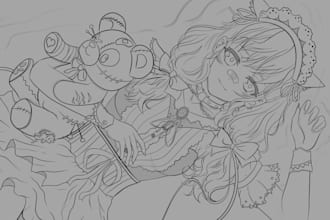 do an art commission, digital art, lineart, anime fanart