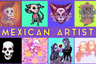 create an icon logo lucha mexican illustration, sugar skull