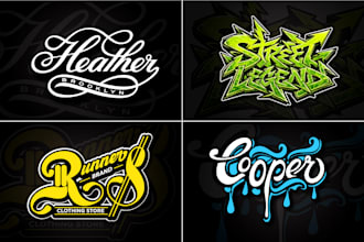 do typography, graffiti, lettering, and text logo design