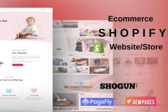 build shopify ecommerce website, landing page with shogun, pagefly, replo