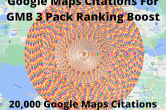 do 20,000 google map citations to increase gmb 3 pack rank