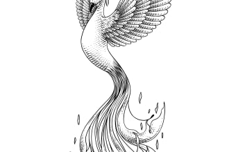 create simple line art in engraving style for badge, tattoo
