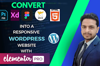convert psd, xd, figma, wix into elementor wordpress website