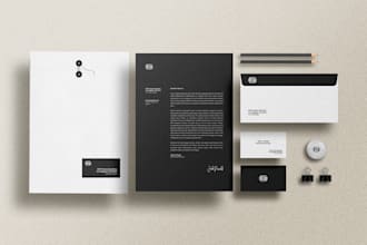 design branding stationery with business cards, letterhead
