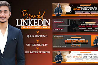 create professional linkedin banner, poster newsletter, profile picture urgently