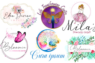 design beautiful professional watercolor feminine logo