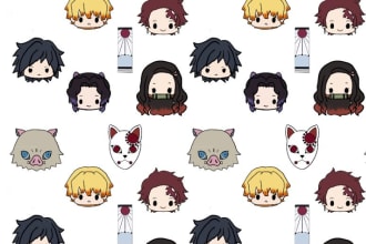 make you an anime seamless pattern or a sticker pack