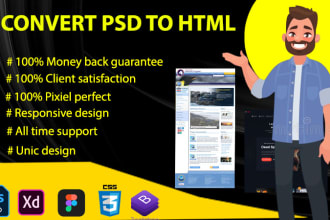 convert xd psd figma to html responsive with bootstrap