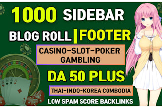 make 1000 blogroll sidebar footer dofollow SEO backlinks