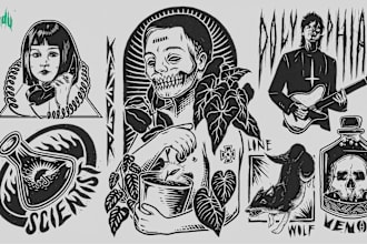 make dark illustration with engraving approach