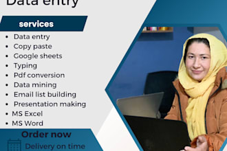 be your freelance virtual assistant for data entry, copy paste and data mining