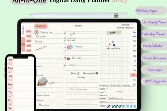 design custom hyperlinked digital planner, journal, tracker