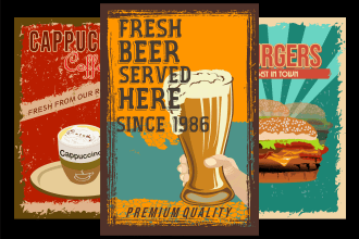 create unique retro,vintage flyer or poster