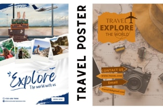 design travel poster tour flyer in a vintage retro style