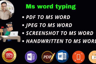 do any kind of typing, retyping scanned image, convert pdf to word,jpeg to text