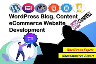 customize,develop wp blog, content, woocommerce website