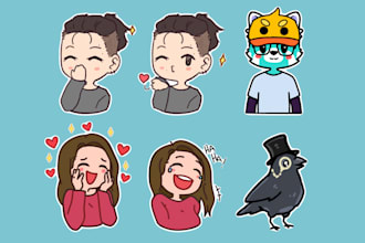 draw cute custom emotes for twitch, discord or youtube