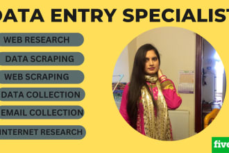 do data extraction, data input , data entry ,email collection and web research