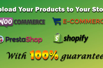 upload products to woocommerce, prestashop, and shopify