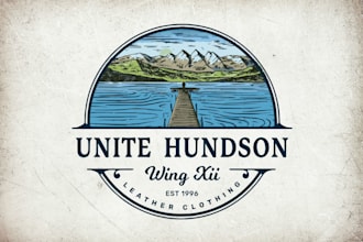 do custom vintage hand drawn logo design with illustration