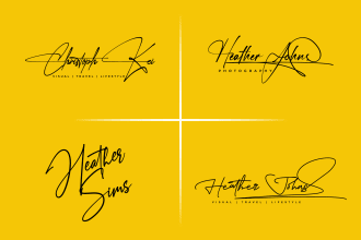 design unique signature, photography, font or text letter logo
