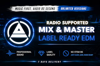 mix, master, produce edm professionally with top dj support