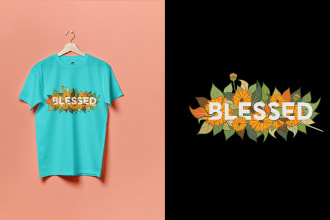 create floral typography t shirt design or line art