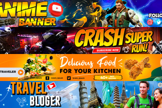 design professional custom, gaming youtube banner