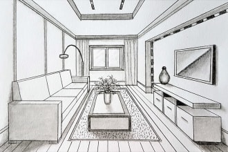 hand draw and sketch pencil perspective views for you