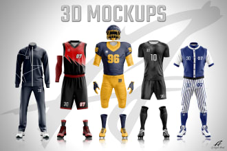 do 3d sports apparel mockups and jersey design
