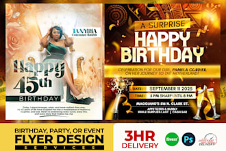 design an elegant birthday, party, or event flyer