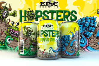 design creative beer label, energy drink, juice and colas