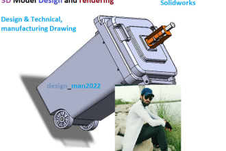 do cad design, 3d modeling, rendering using creo and solidworks
