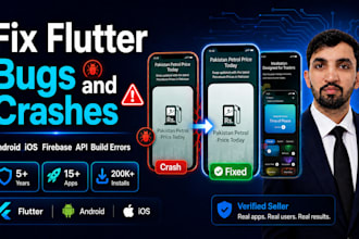 fix flutter app bugs crashes build errors and API issues