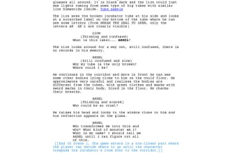 make your narrative design screenplay for a game cutscene