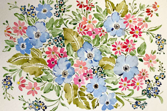 watercolor botanical illustrations of flowers and plants