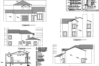create architectural 2d floor plan, blue prints