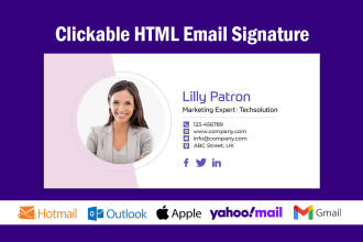 generate clickable html email signature for gmail, outlook, apple mail