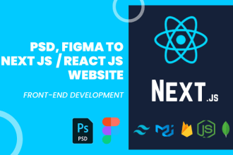 convert PSD, figma to react js or next js website