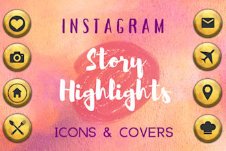 design custom instagram story highlights icons set, covers or web icons in 24hrs