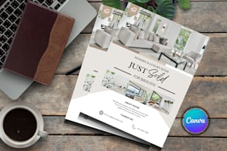 design modern and luxury home just sold sign flyer