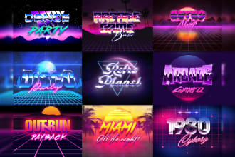 create a 80s retro vintage style neon and chrome 3d logo