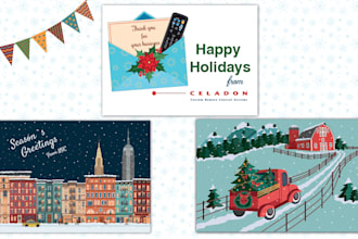 design a custom flat style christmas illustration