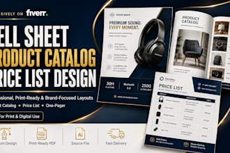 design sell sheets, product catalogs, and price lists