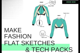 make fashion flat sketches and tech packs