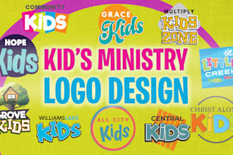 design a fun custom kids logo for childrens church ministry