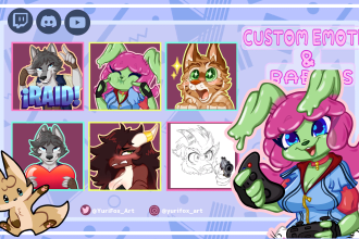 do emotes for twitch, furry draws, character designs, etc