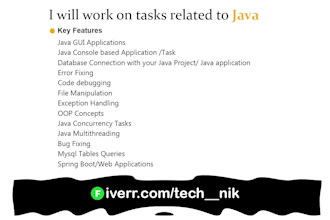 work on tasks related to java oops, jdbc, multithreading, exception handling