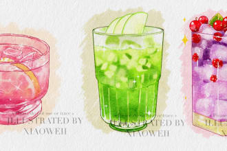 create watercolor food or drink illustration