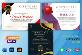 do any certificate template, award certificate professional certificate design